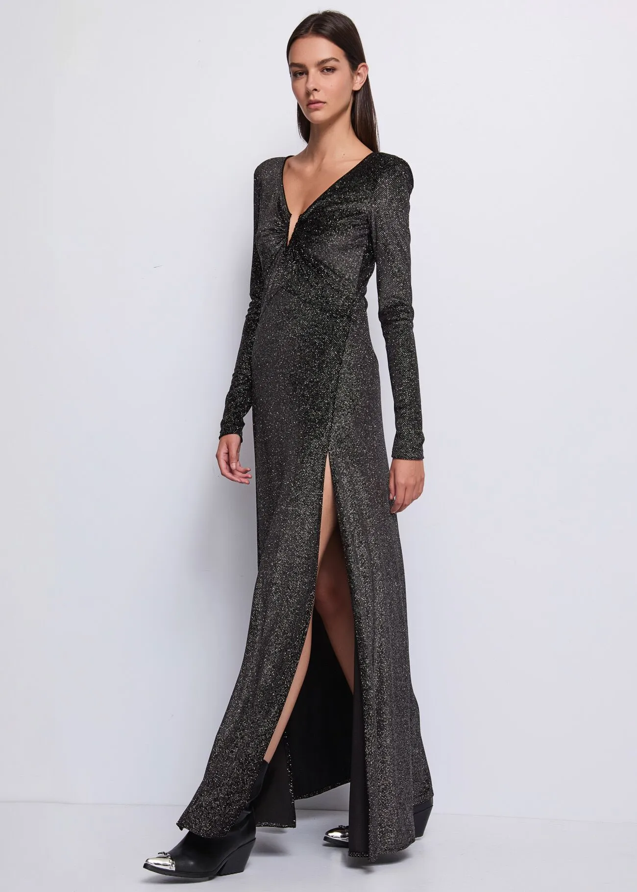 Abito nero in ciniglia glitter