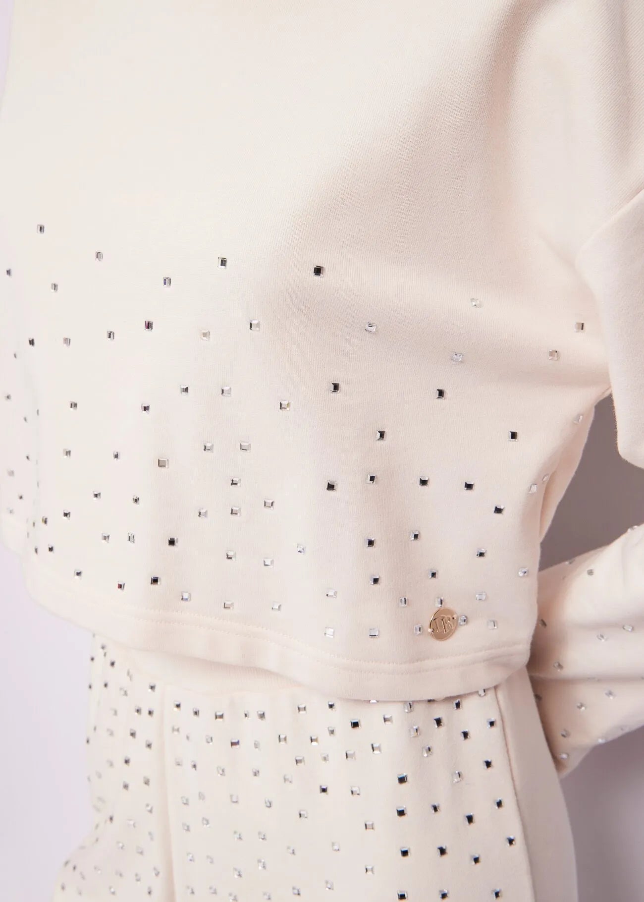 Felpa bianca in cotone con strass no