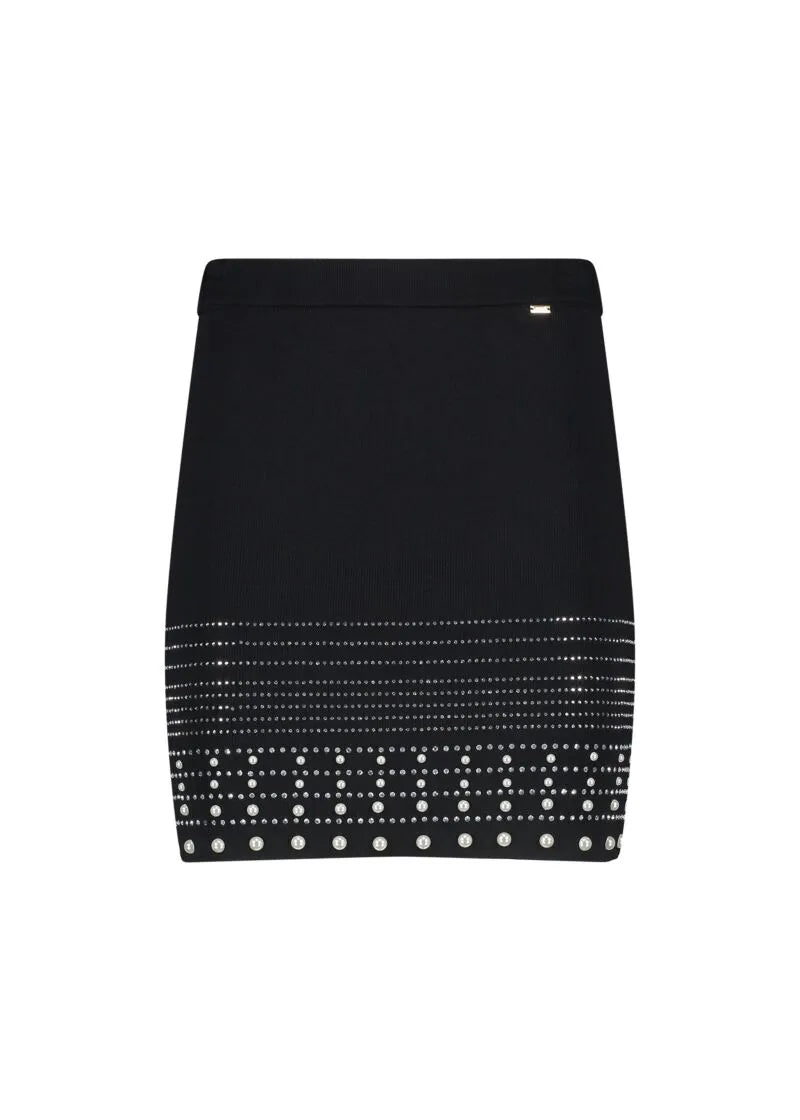 Minigonna in maglia con strass