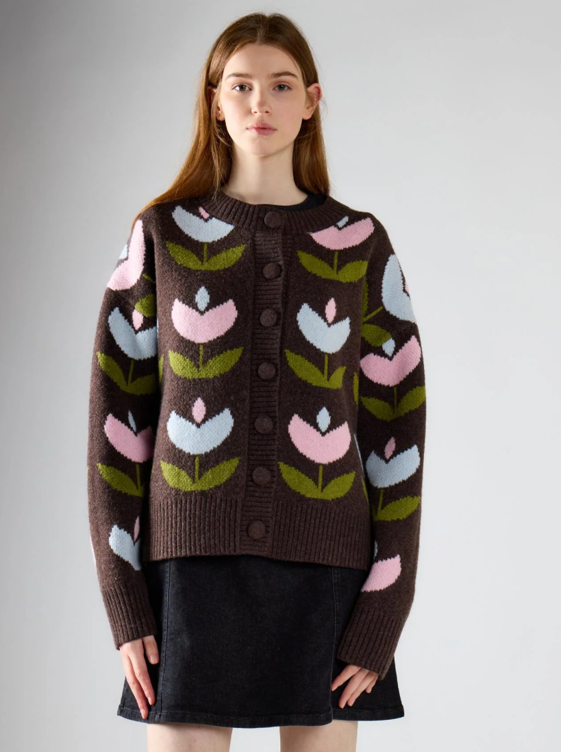 Cardigan Marrone Con Bottoni - Glamorous