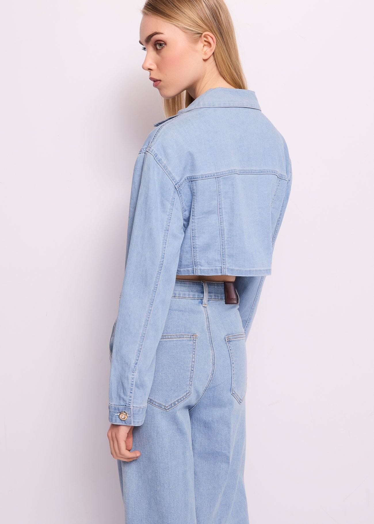 Giacca corta in denim di cotone