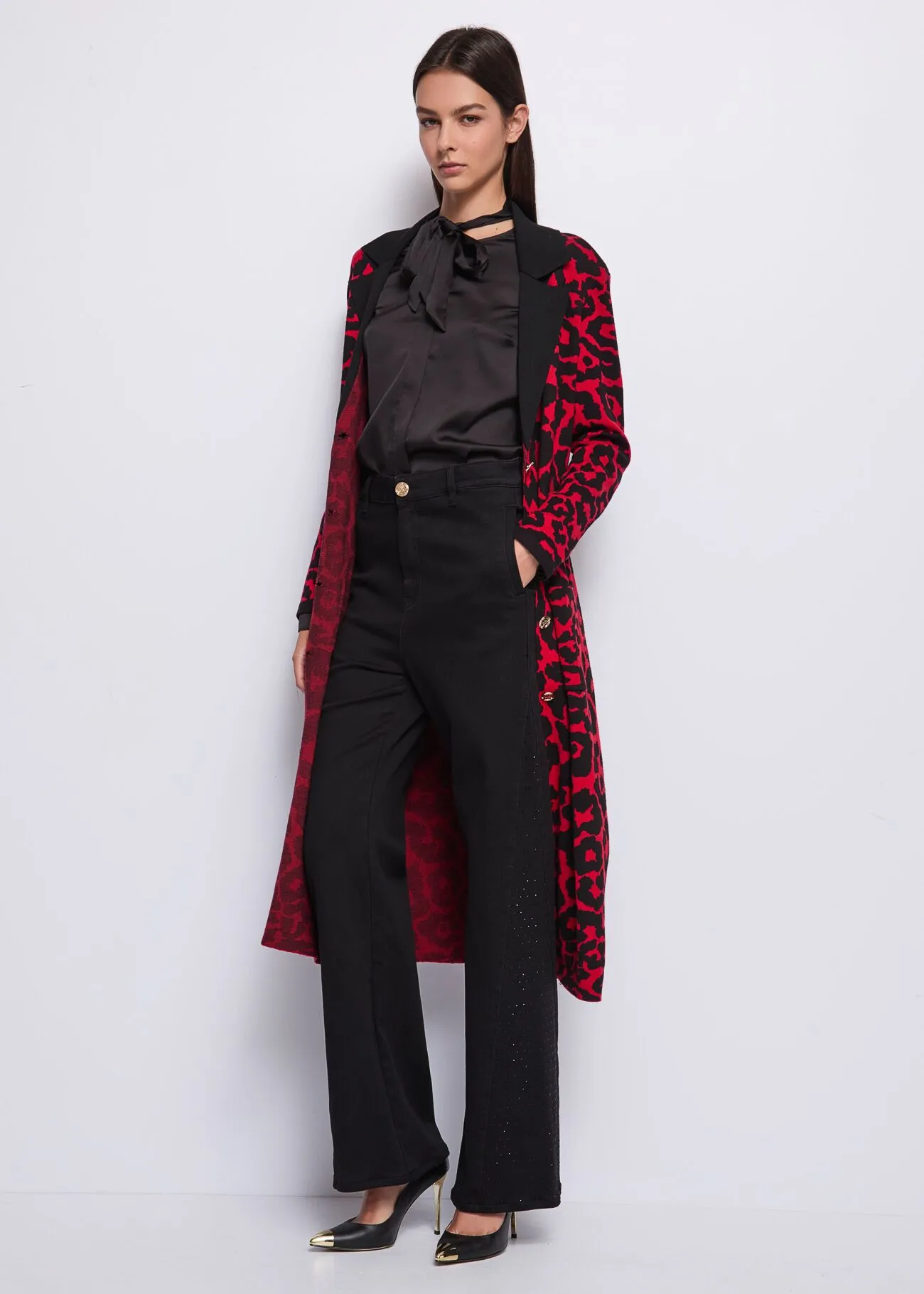 Jeans neri in cotone con strass