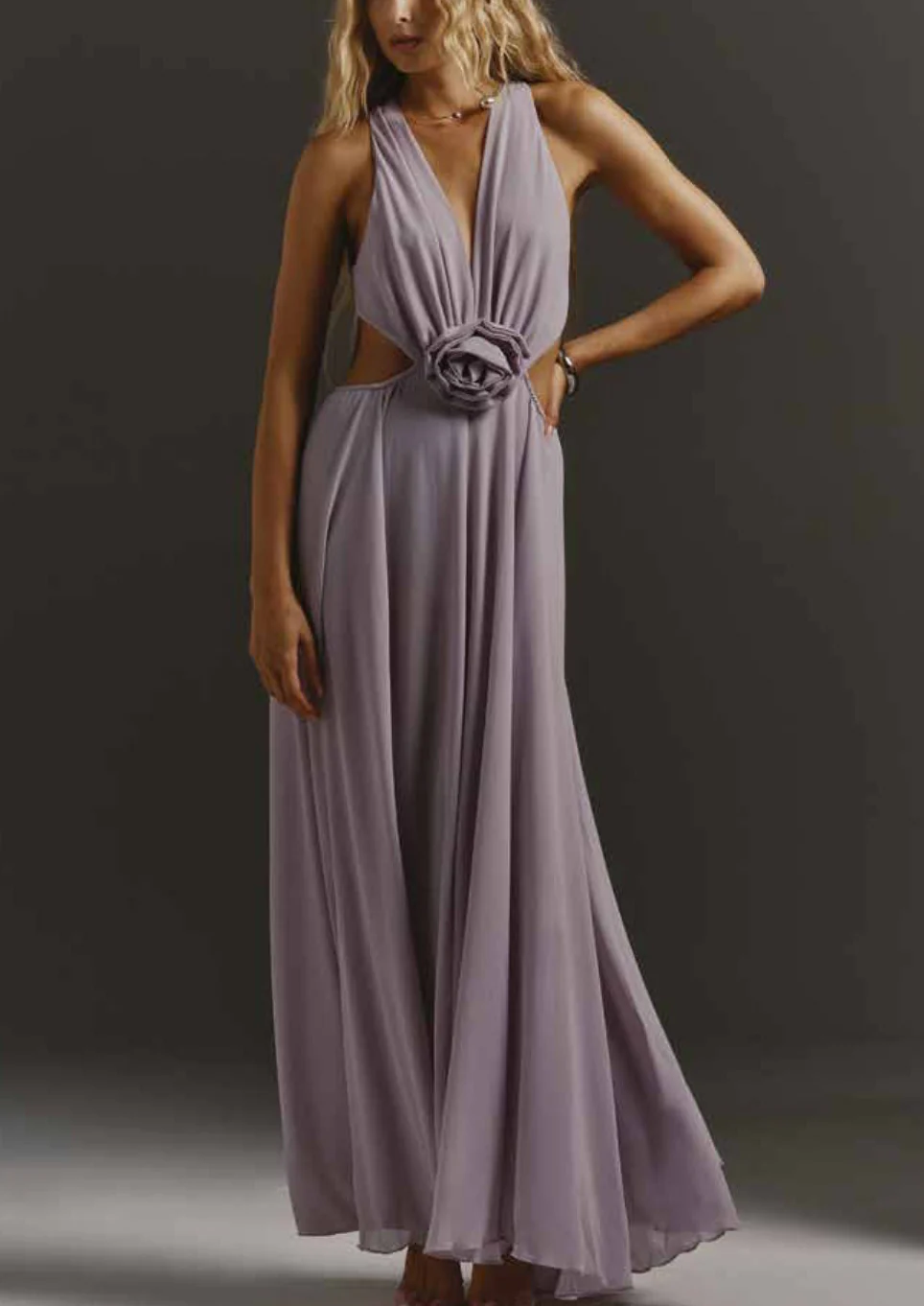 ABITO LUNGO ROSE CON CUT-OUT CANYON ROSE