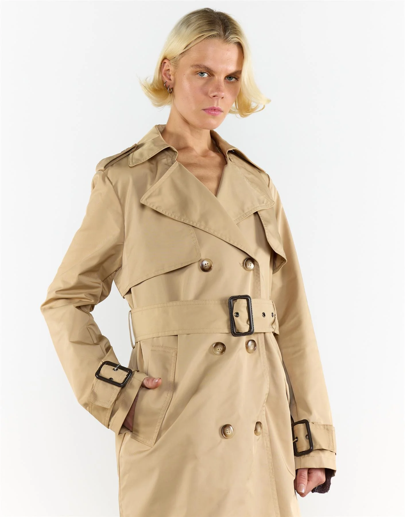 Trench Cammello Con Cintura - Glamorous