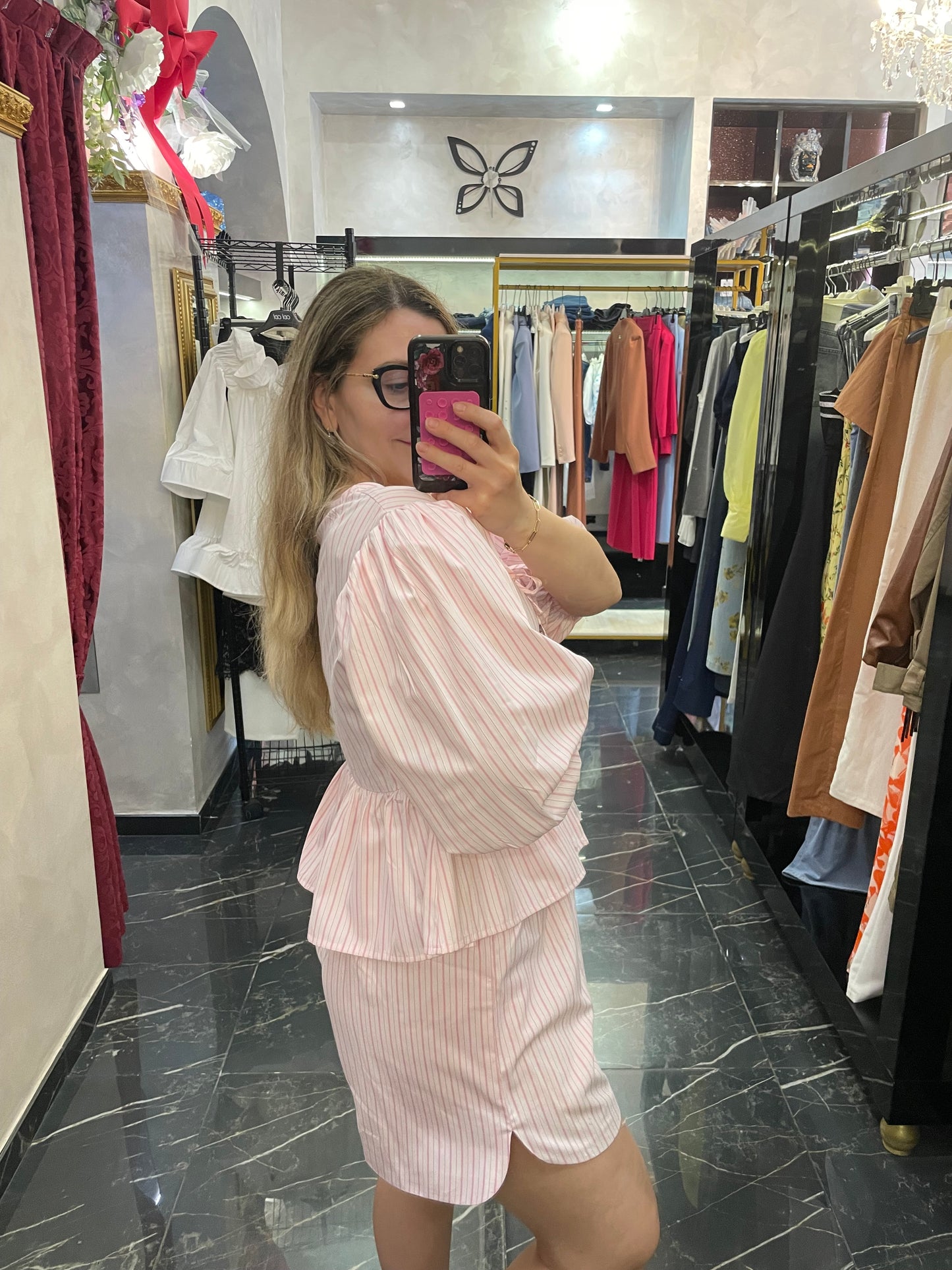 Bermuda Righe Rosa - Glamorous
