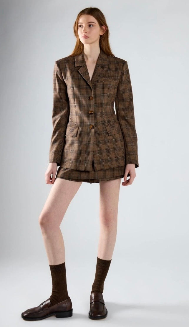 Blazer Marrone A Quadri - Glamorous