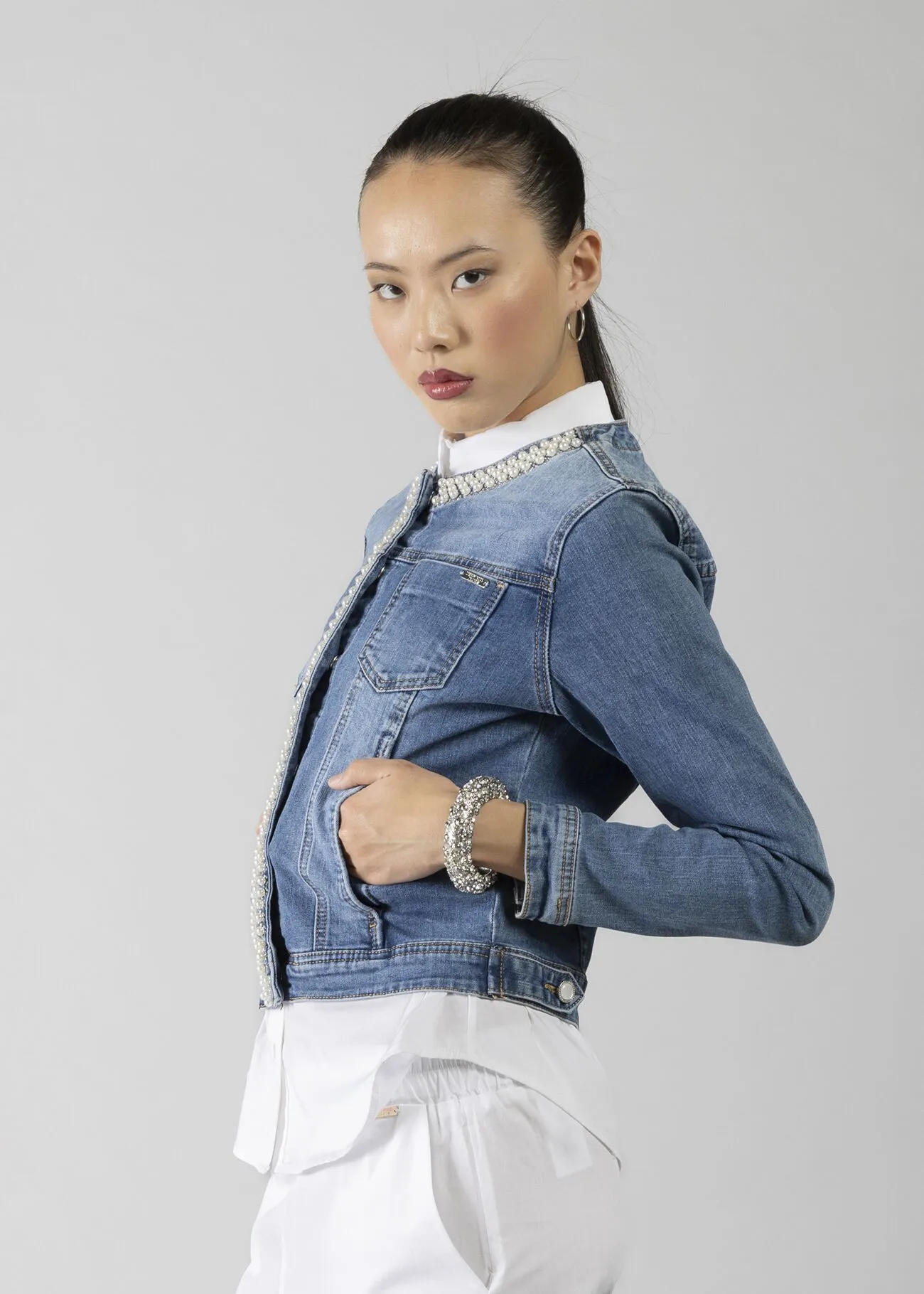 GIACCA JEANS PERLE LIGHT BLUE