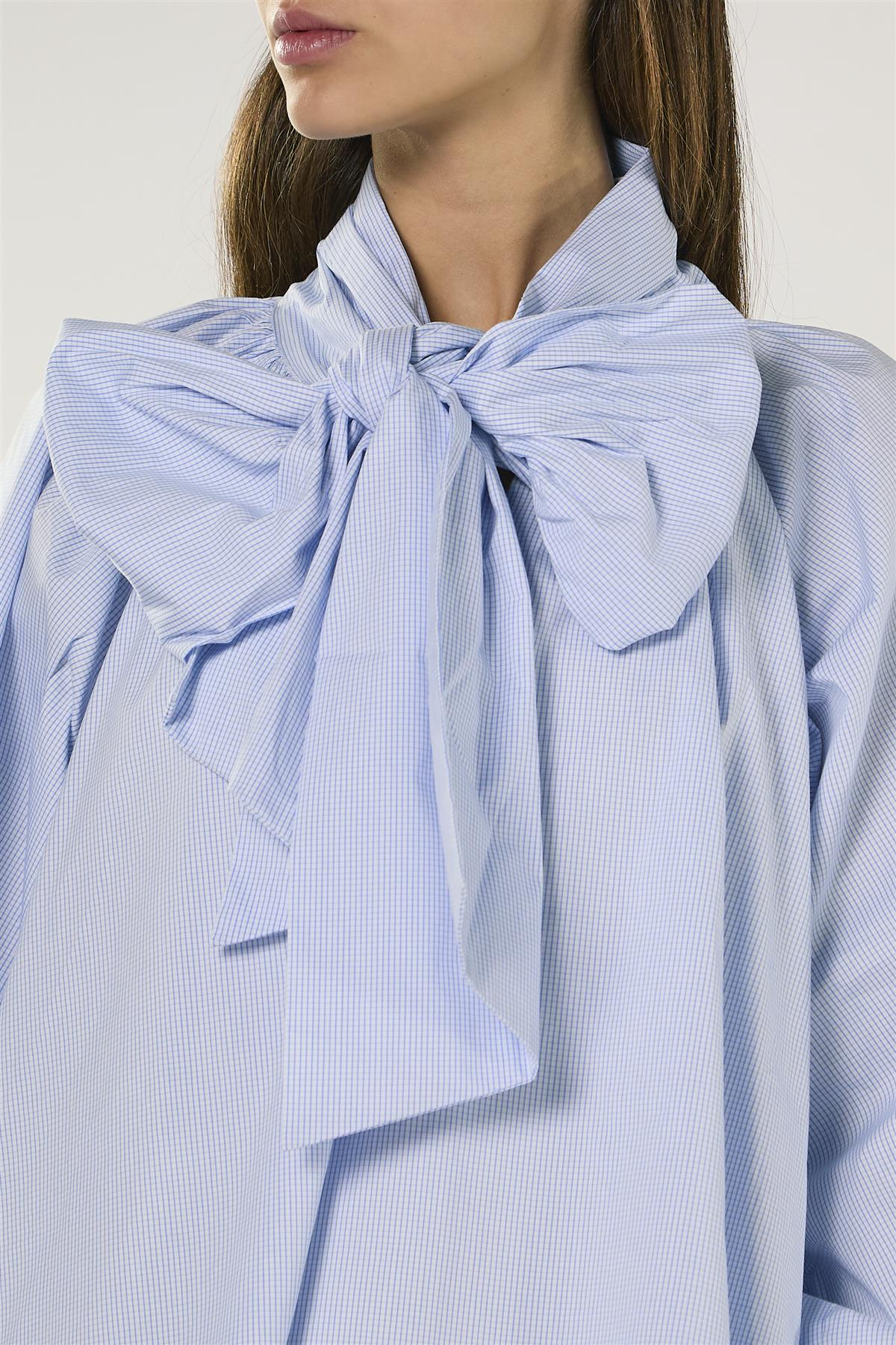 Camicetta Blu A Micro Quadri