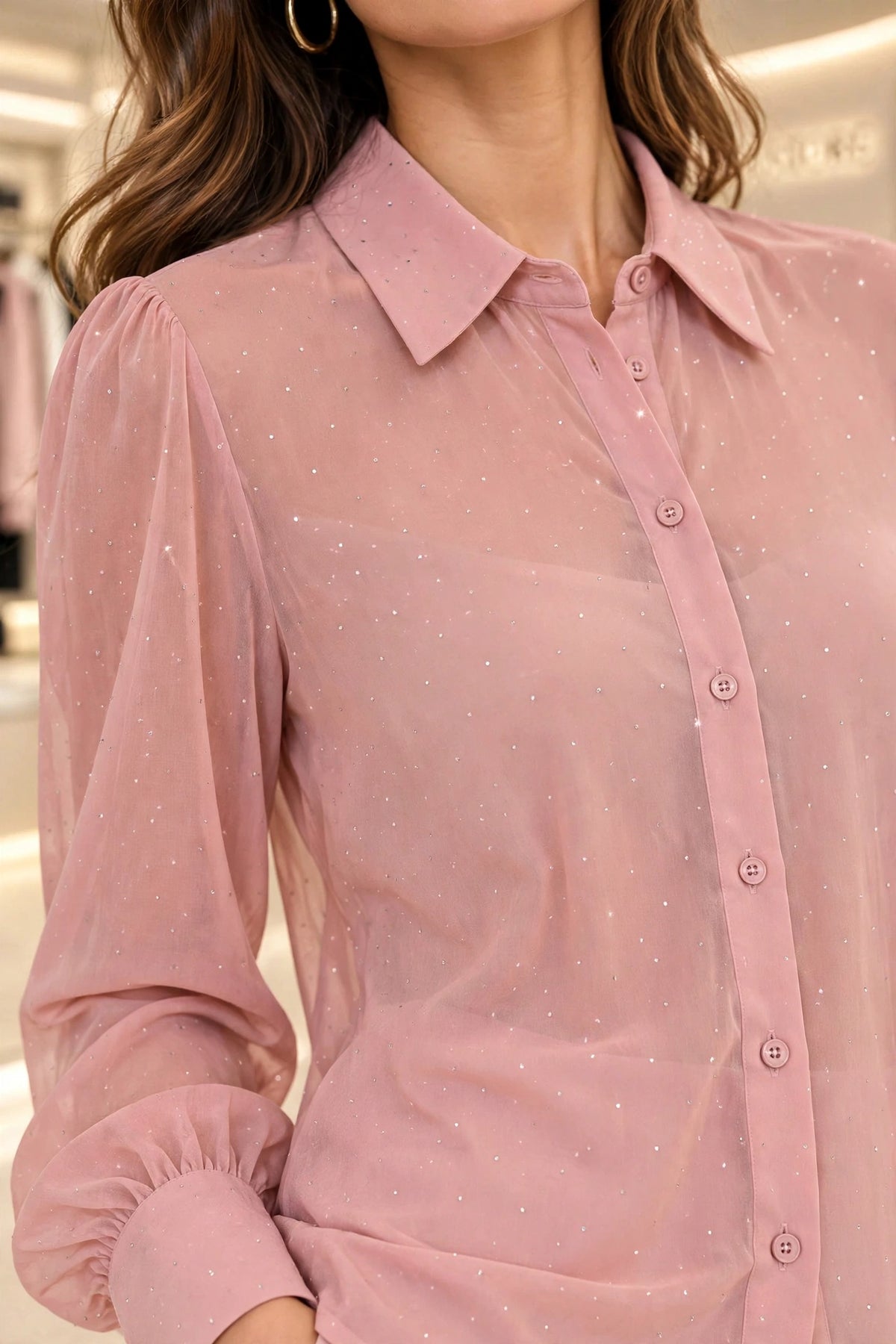 Camicia cipria con strass