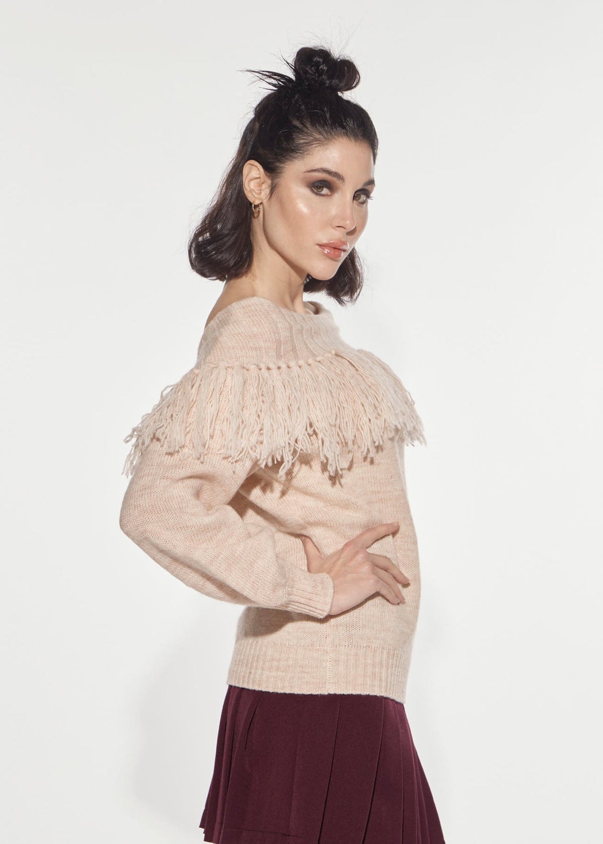 MAGLIA SCOLLO SCHIFFER E FRANGE PEACH