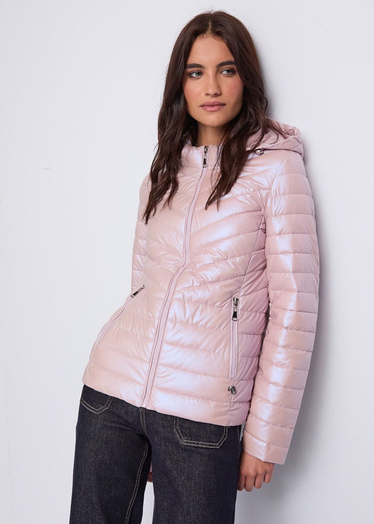 Piumino rosa trapuntato