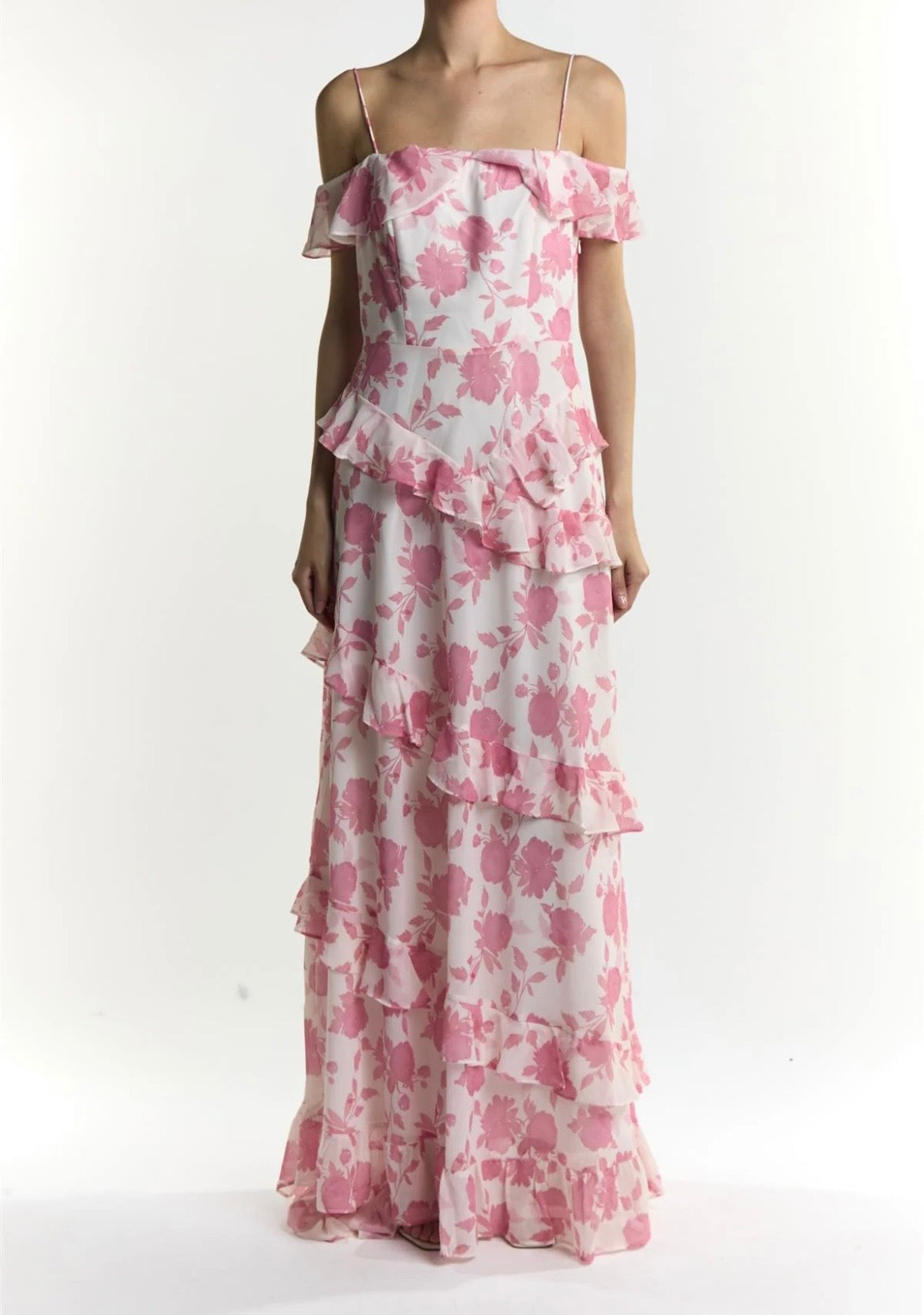 Abito lungo Drew Rose con stampa floreale