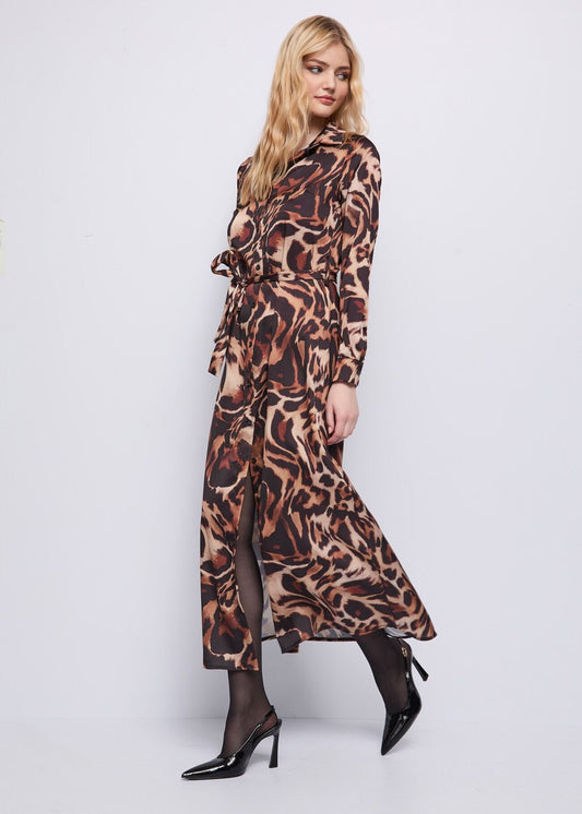 Abito chemisier in raso stampato