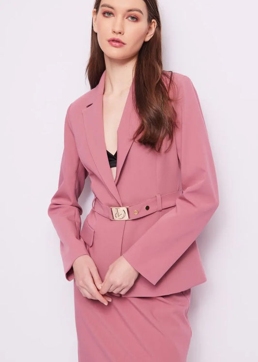 Blazer rosa con cintura