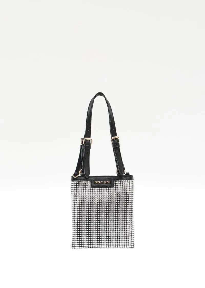 Borsa a spalla nera con strass