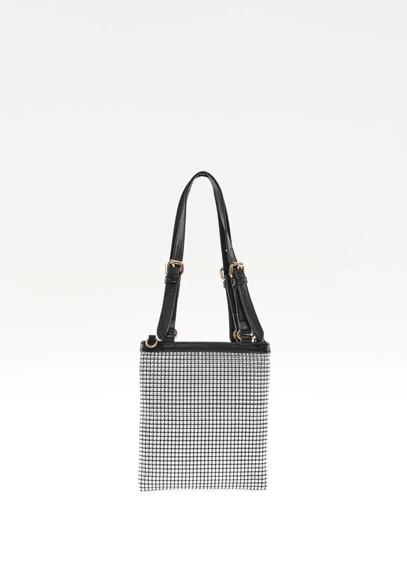 Borsa a spalla nera con strass