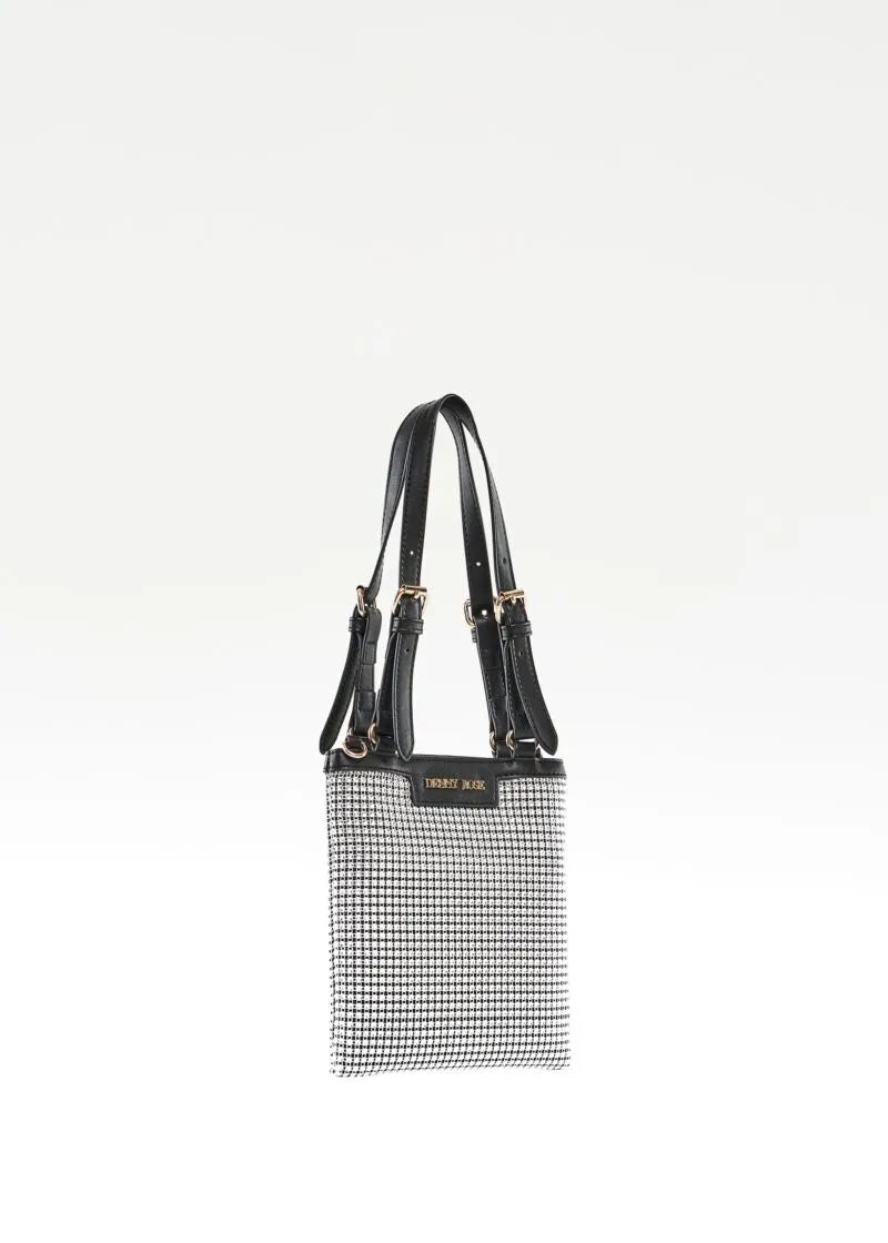 Borsa a spalla nera con strass