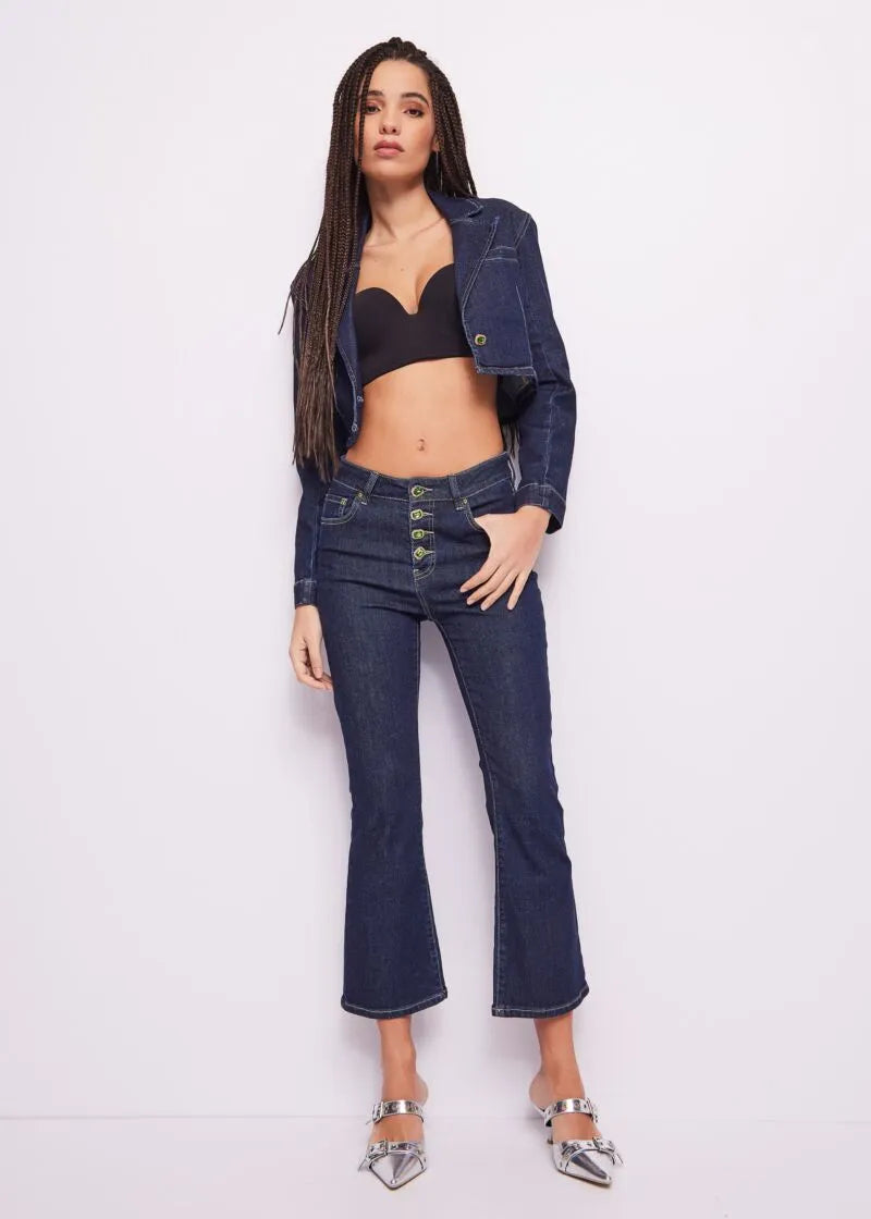 Jeans flare in misto cotone