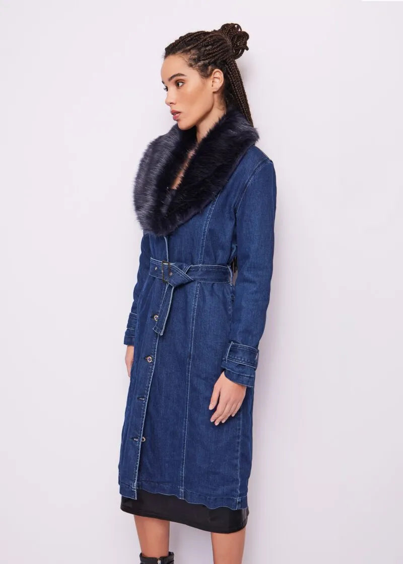 Trench in denim di cotone