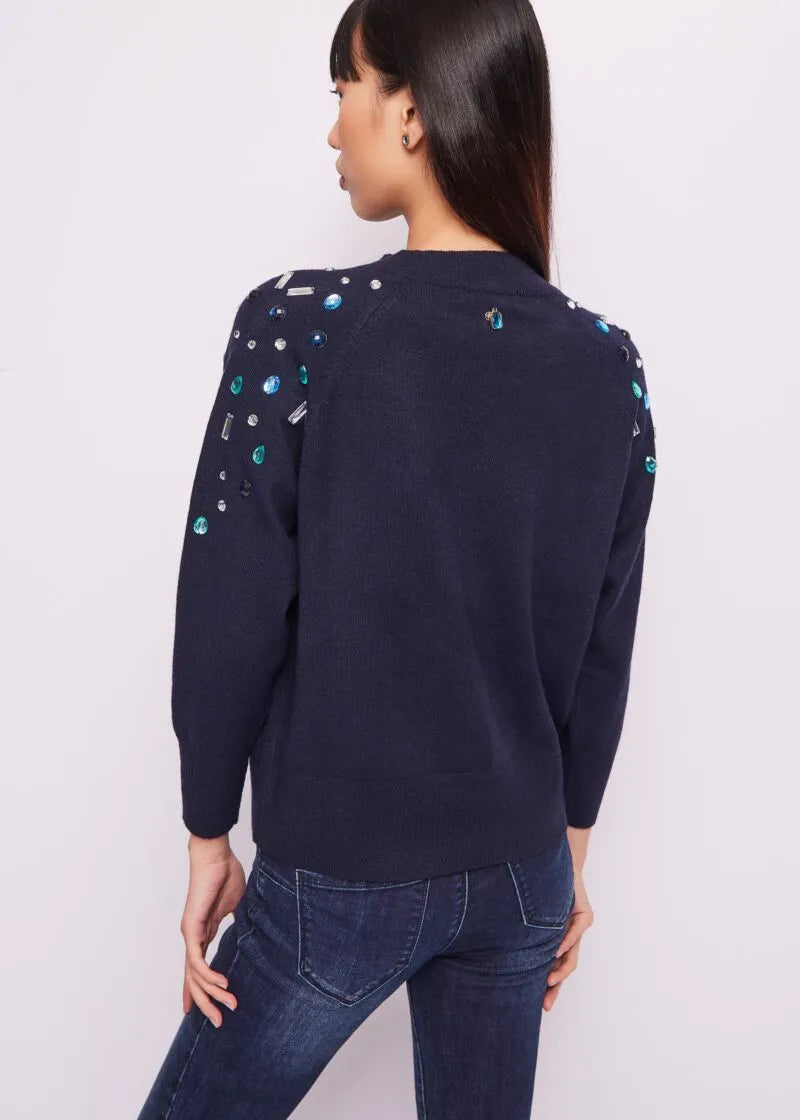 Maglia a coste con strass