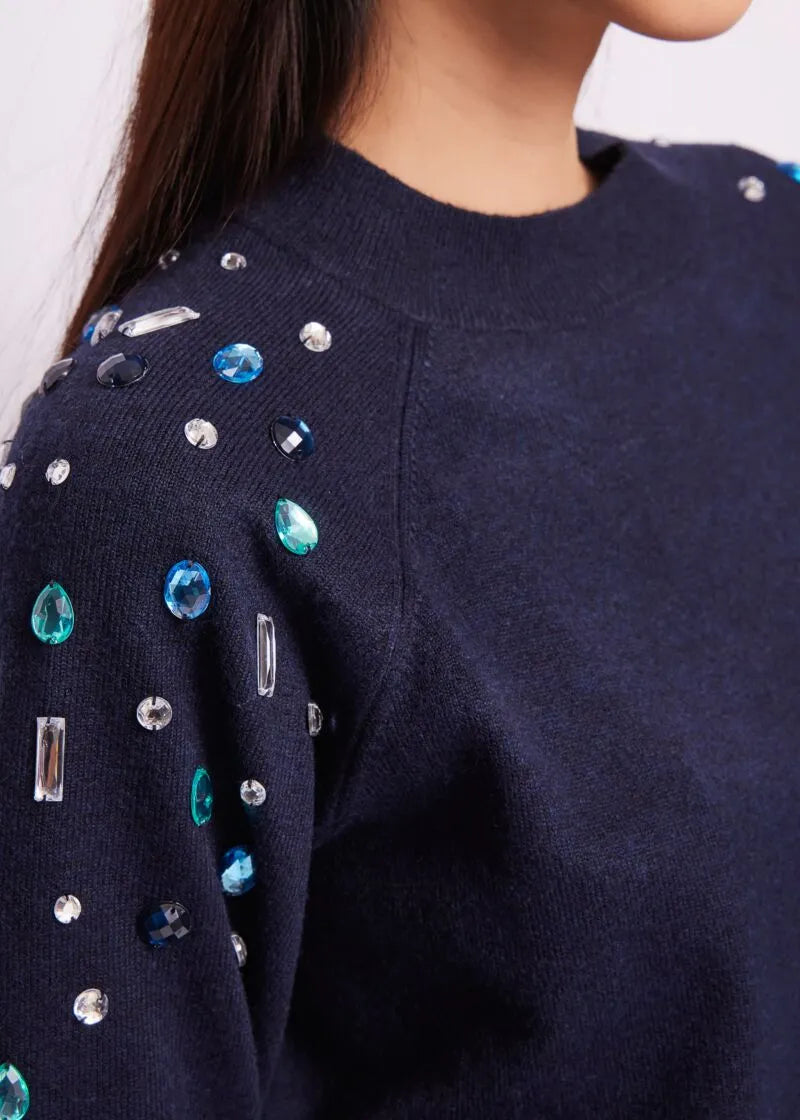 Maglia a coste con strass