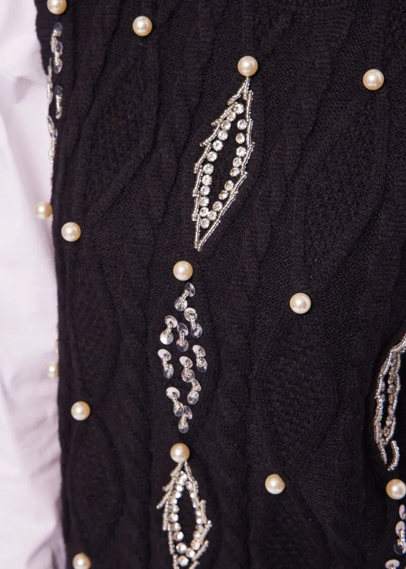 Gilet in maglia con strass