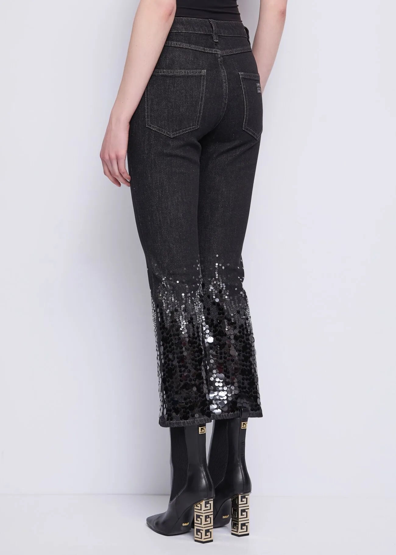 Jeans da donna a vita alta con paillettes