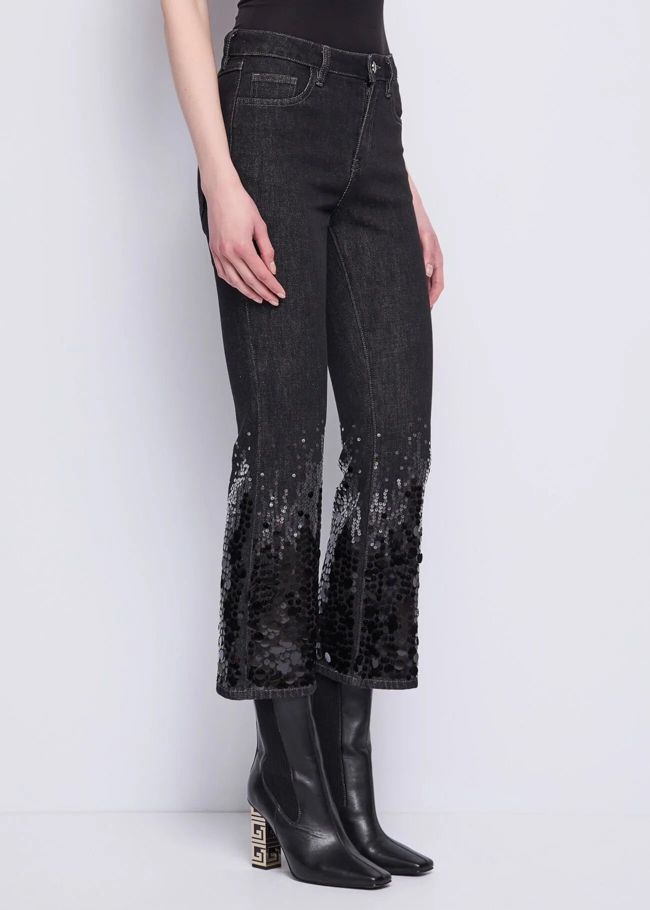 Jeans da donna a vita alta con paillettes