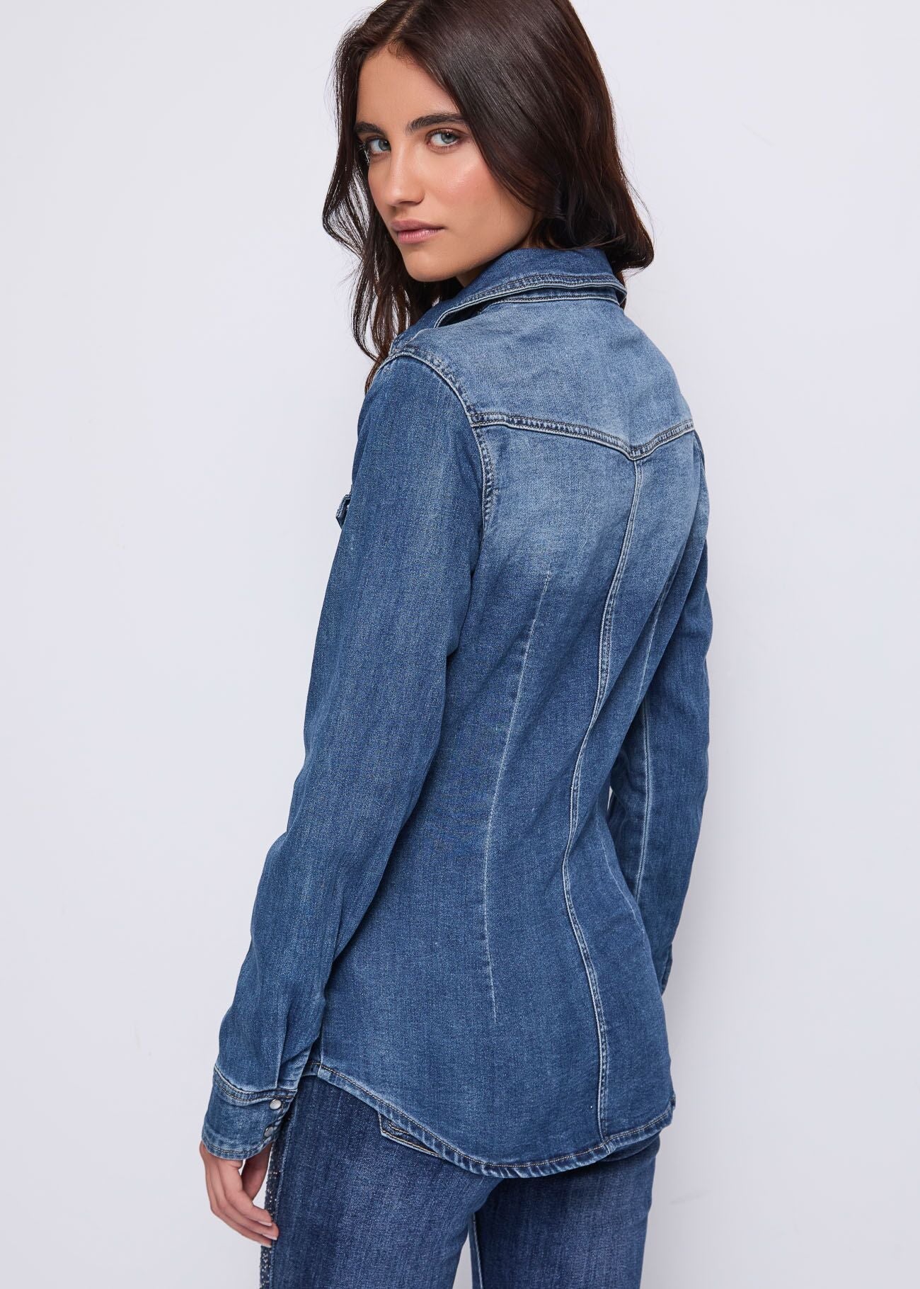 Camicia denim con strass