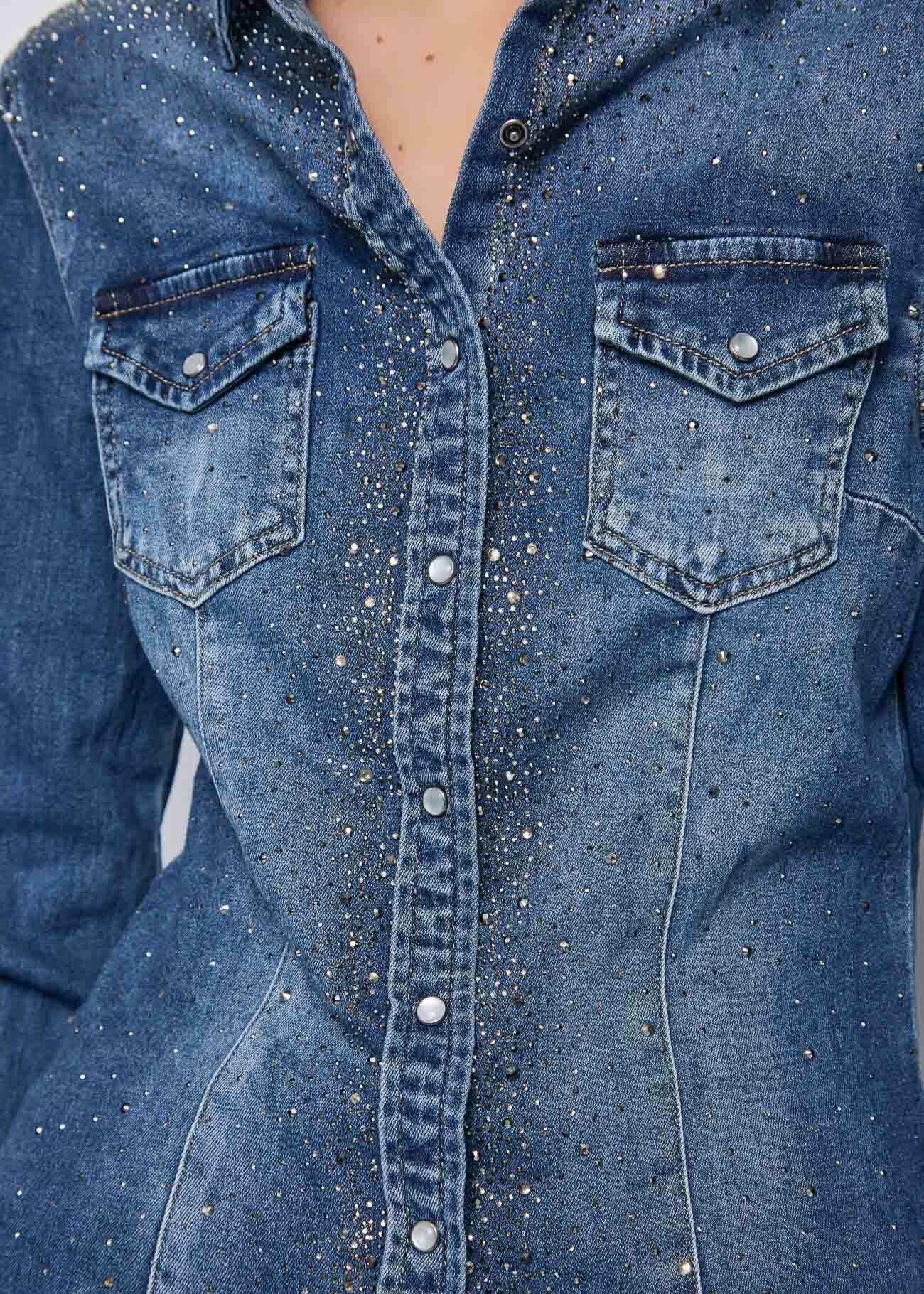 Camicia denim con strass