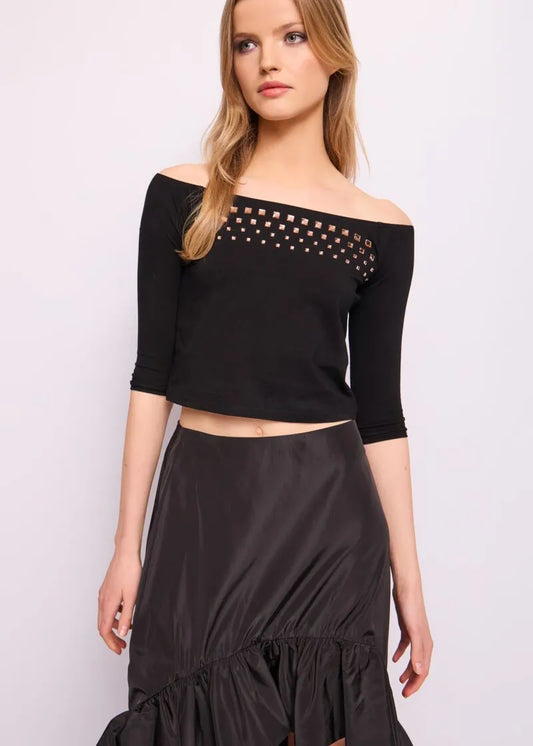 T-shirt in cotone con strass