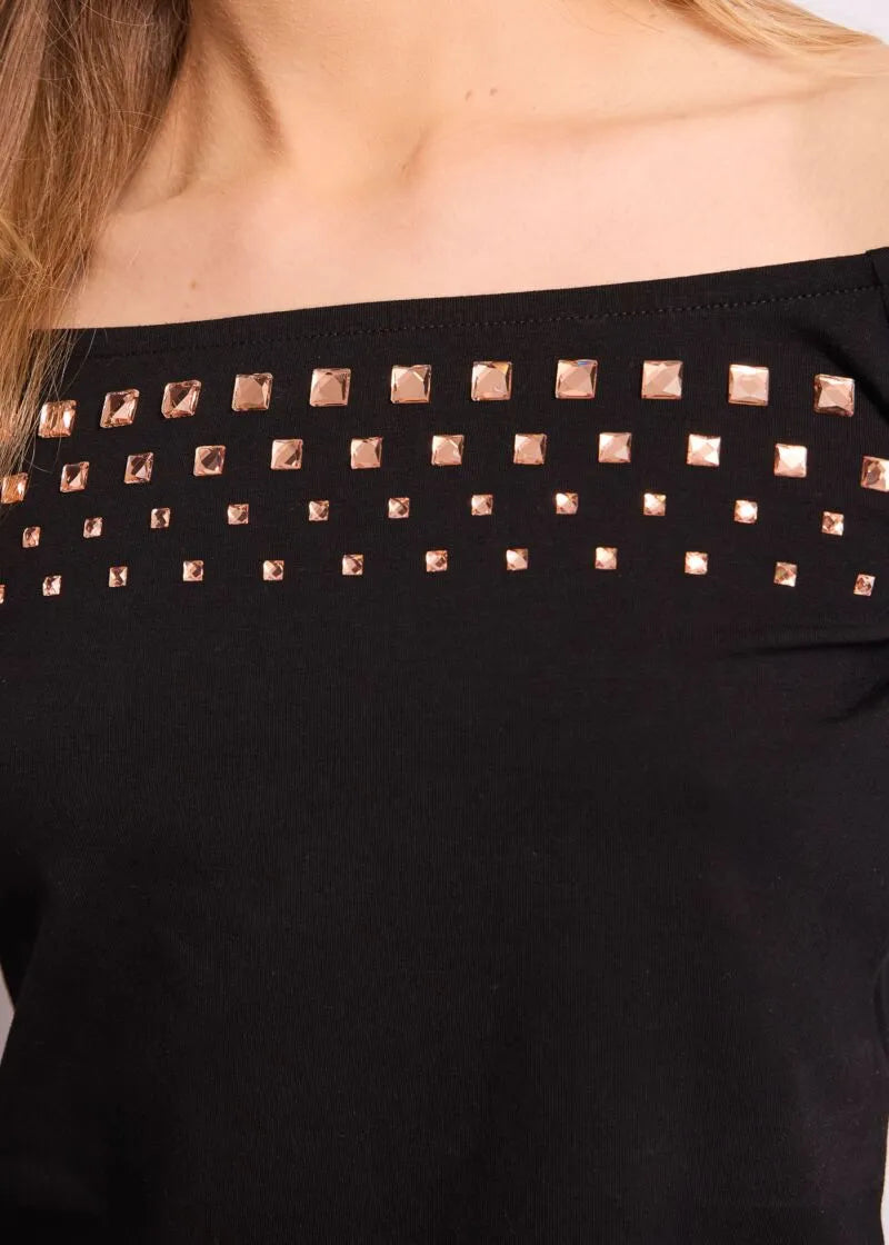 T-shirt in cotone con strass