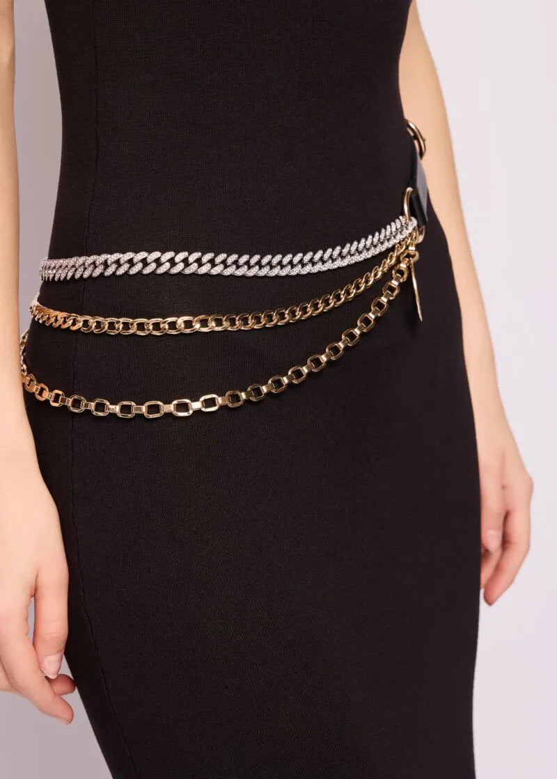 Cintura in similpelle con catena