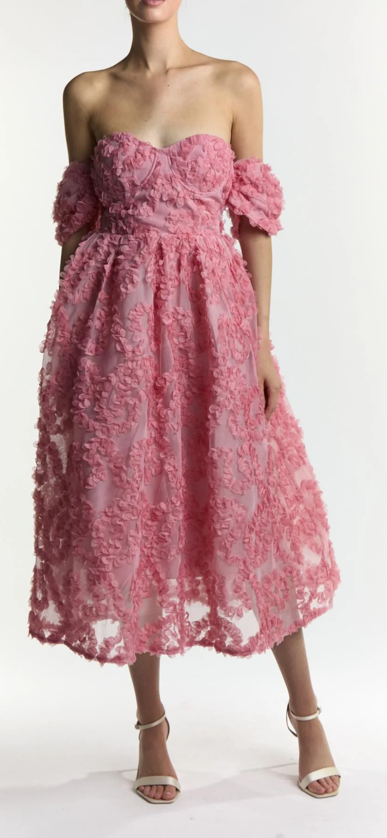 Abito midi Amelia con scollo Bardot