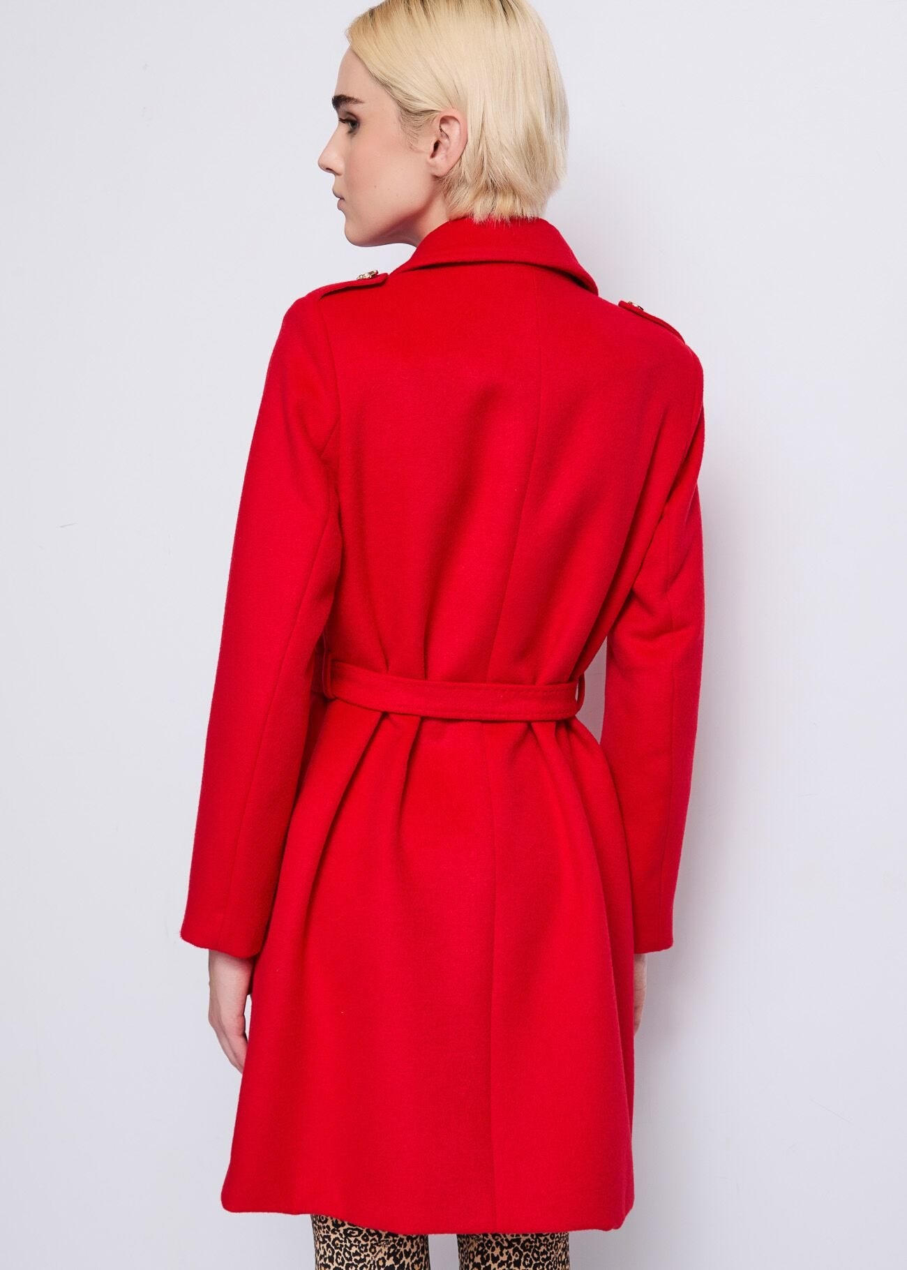 Cappotto in lana con cintura