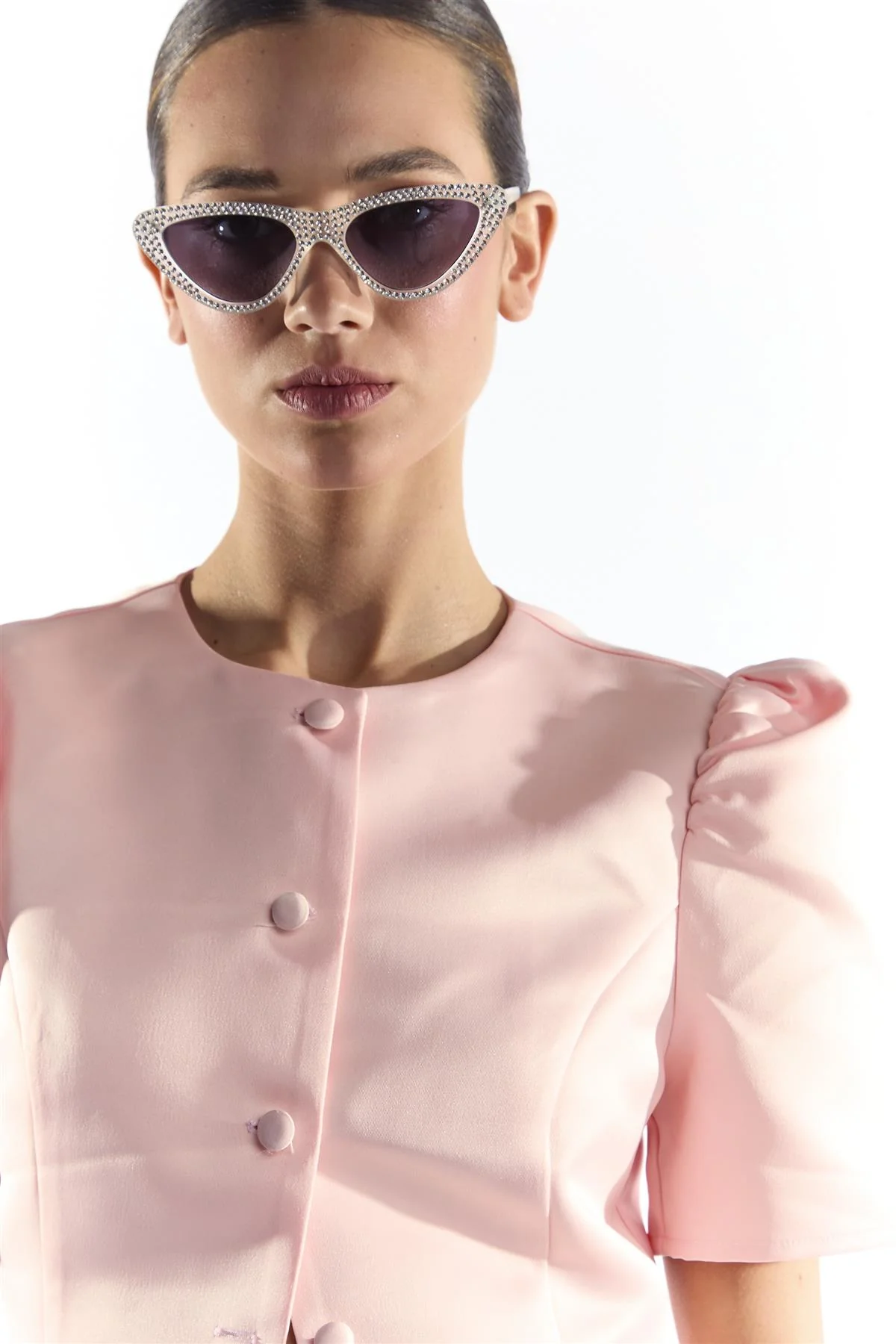 Giacca Strutturata Rosa Con Bottoni