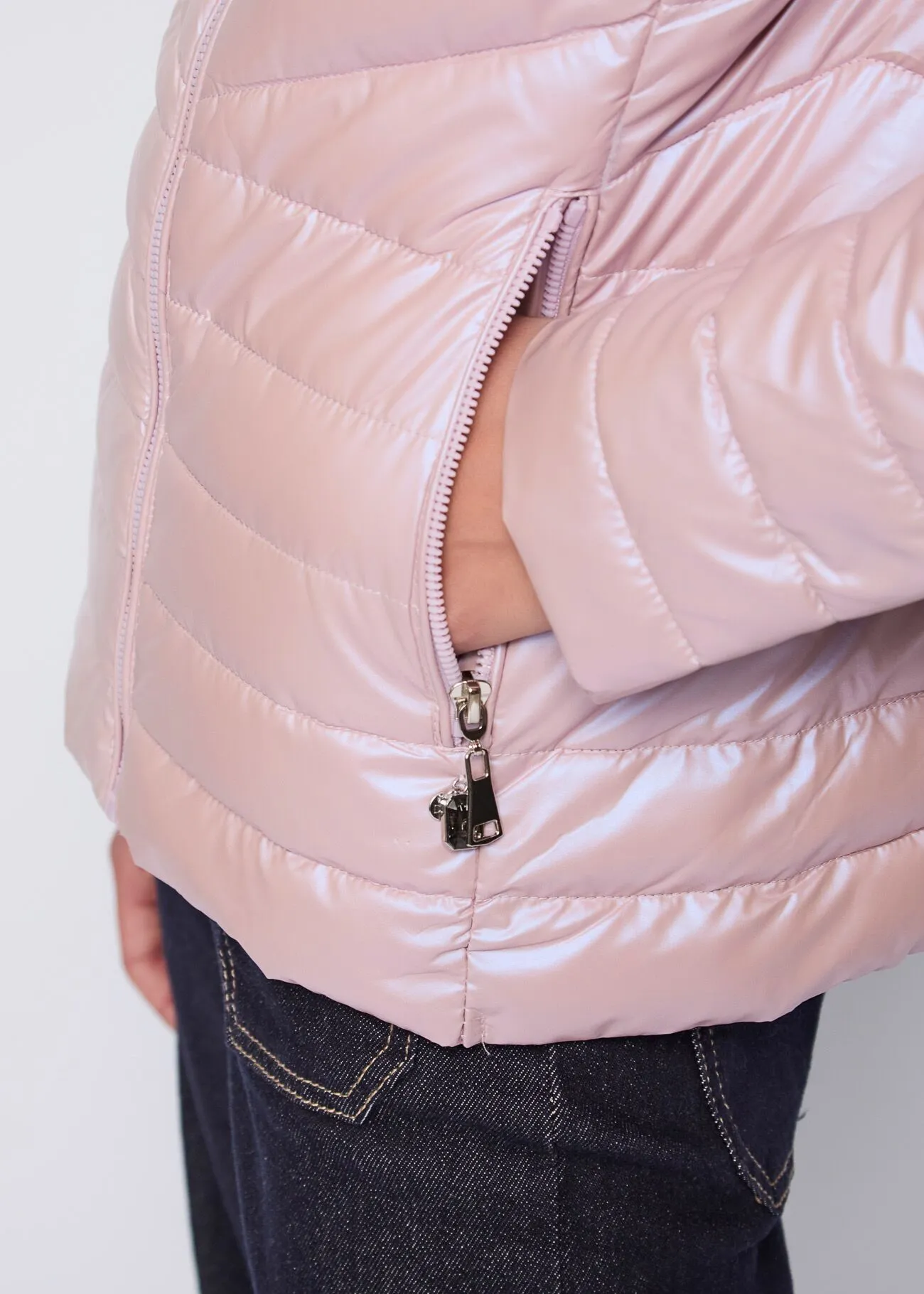 Piumino rosa trapuntato