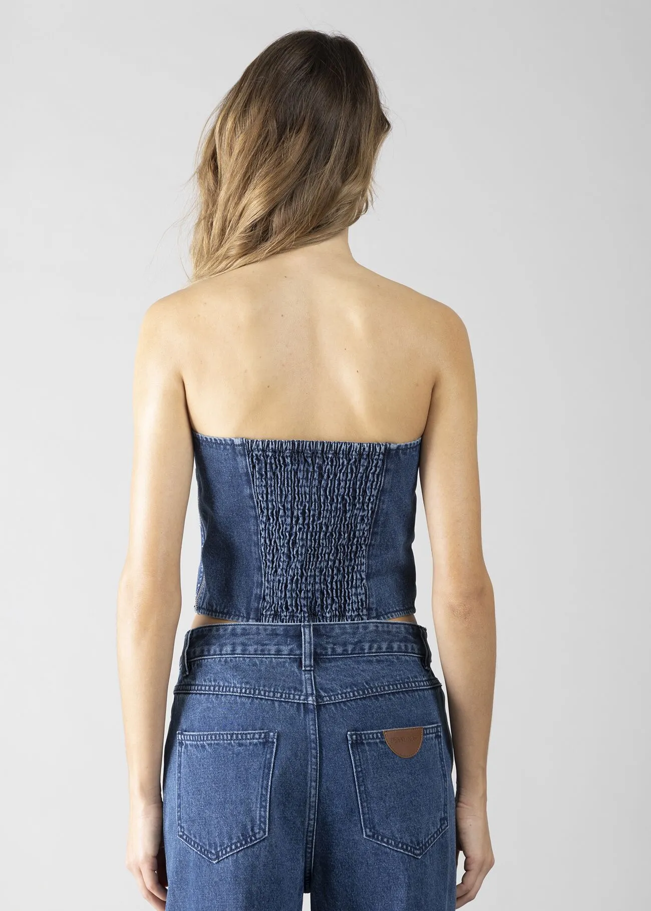 TOP IN DENIM A FASCIA STRASS