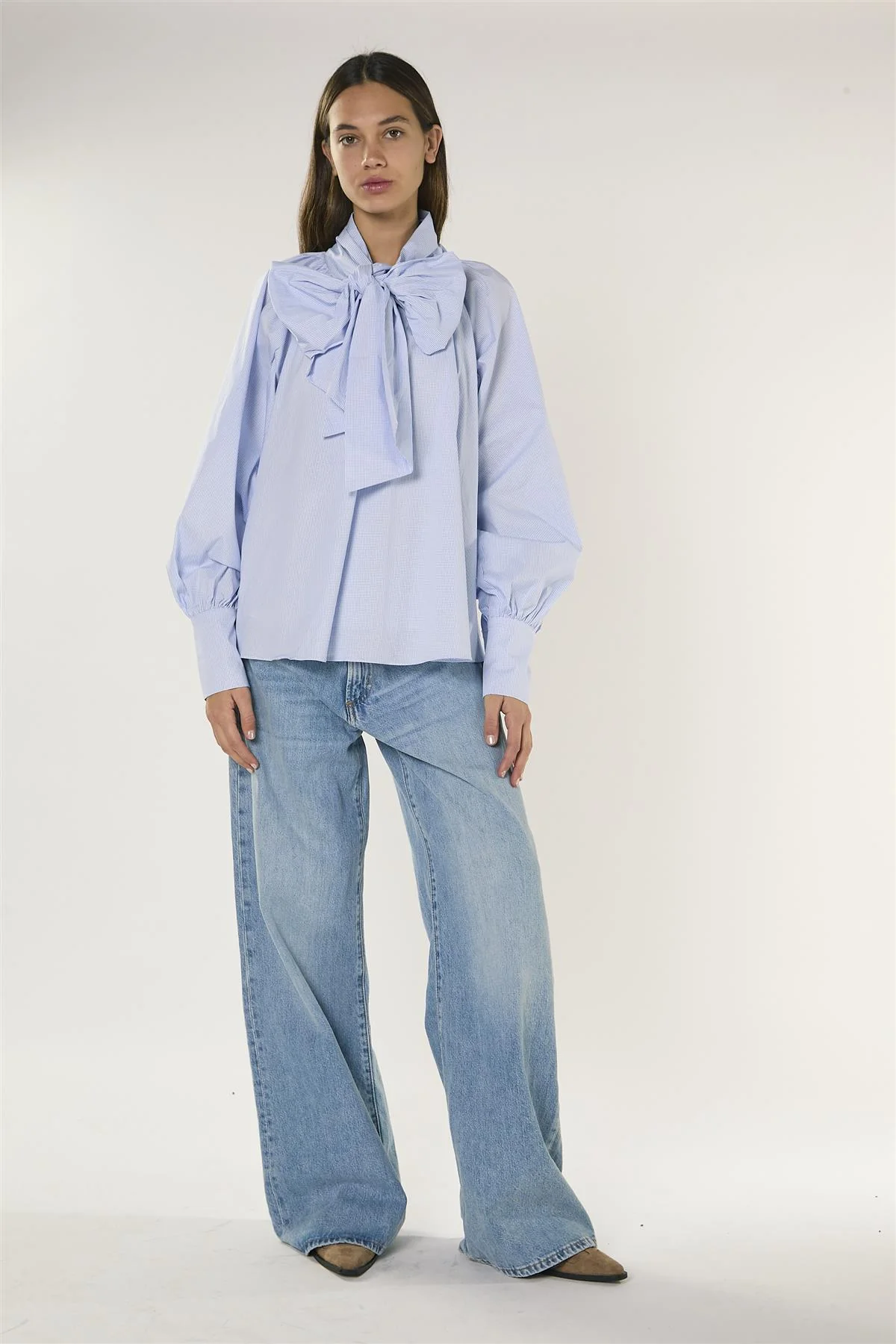 Camicetta Blu A Micro Quadri