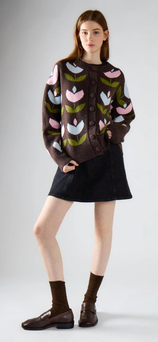 Cardigan Marrone Con Bottoni - Glamorous