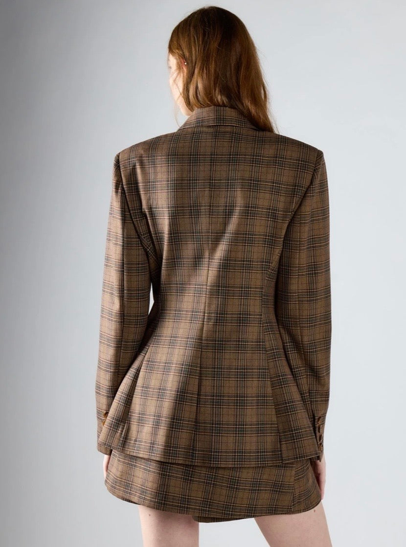 Blazer Marrone A Quadri - Glamorous