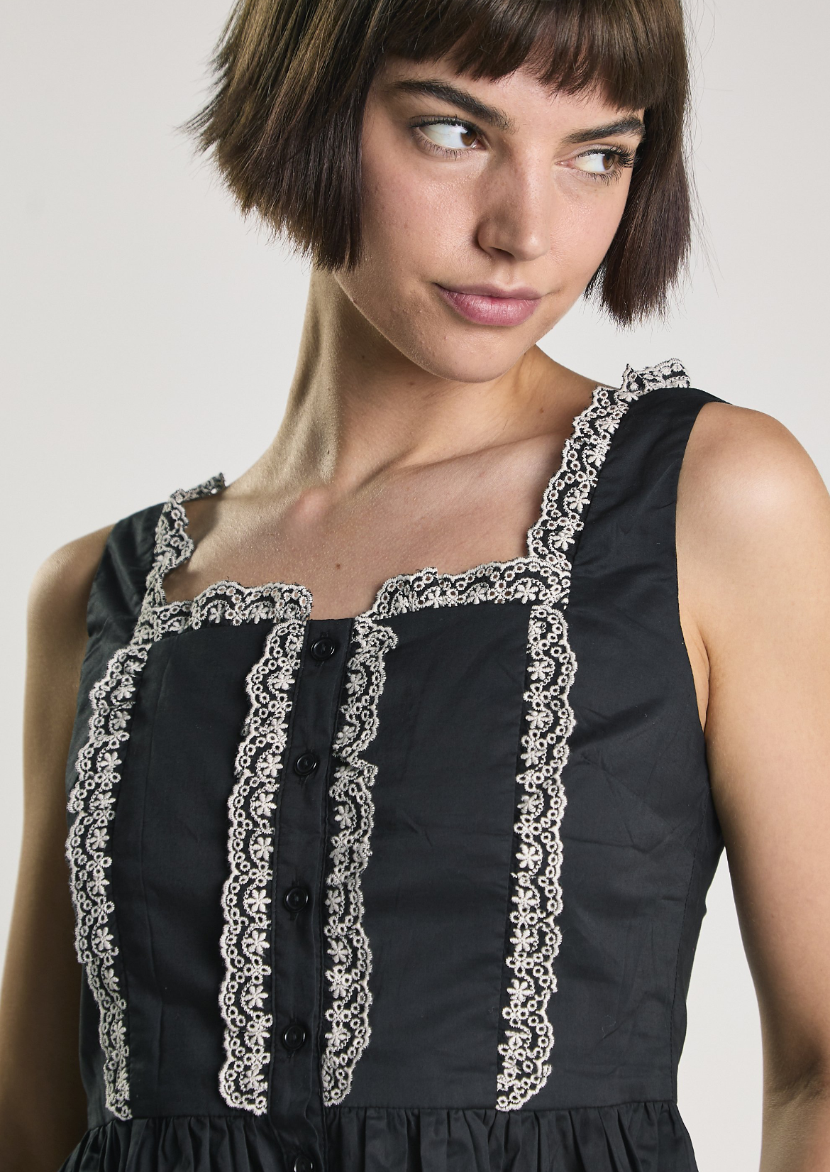 Top nero con pizzo - Glamorous