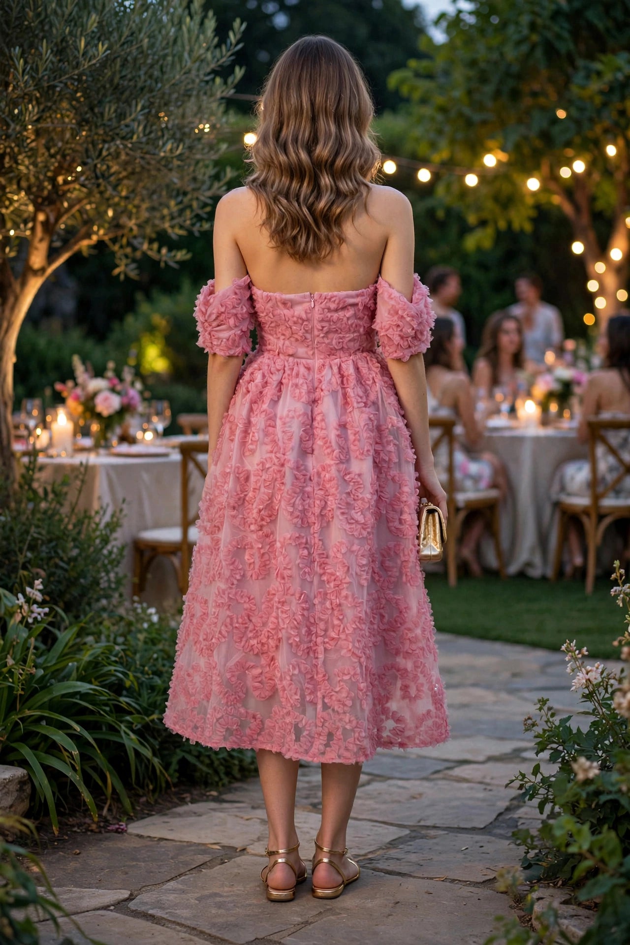 Abito midi Amelia con scollo Bardot