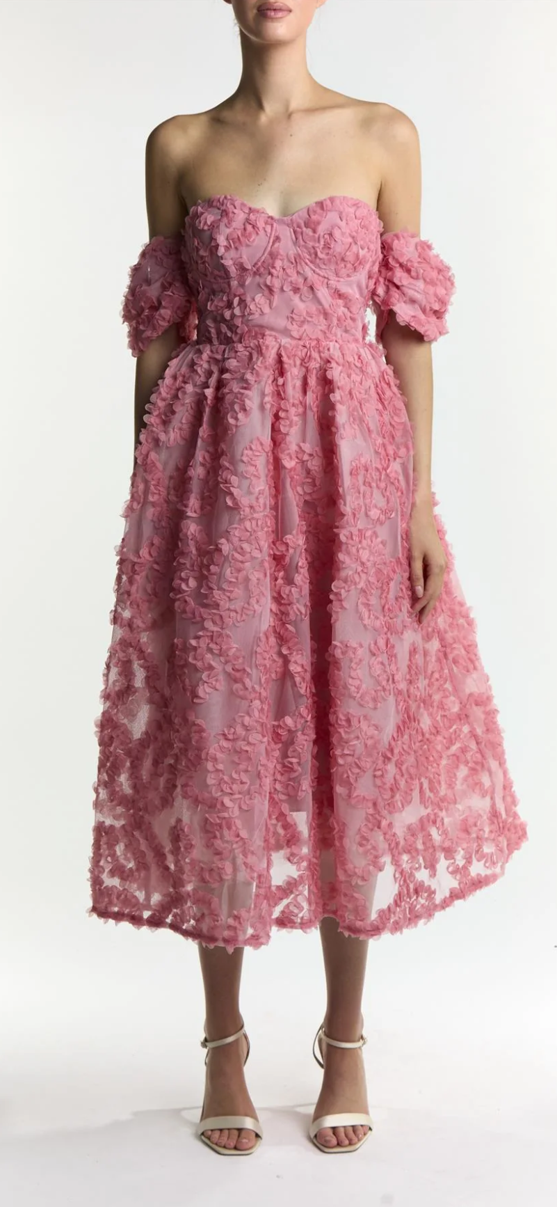 Abito midi Amelia con scollo Bardot