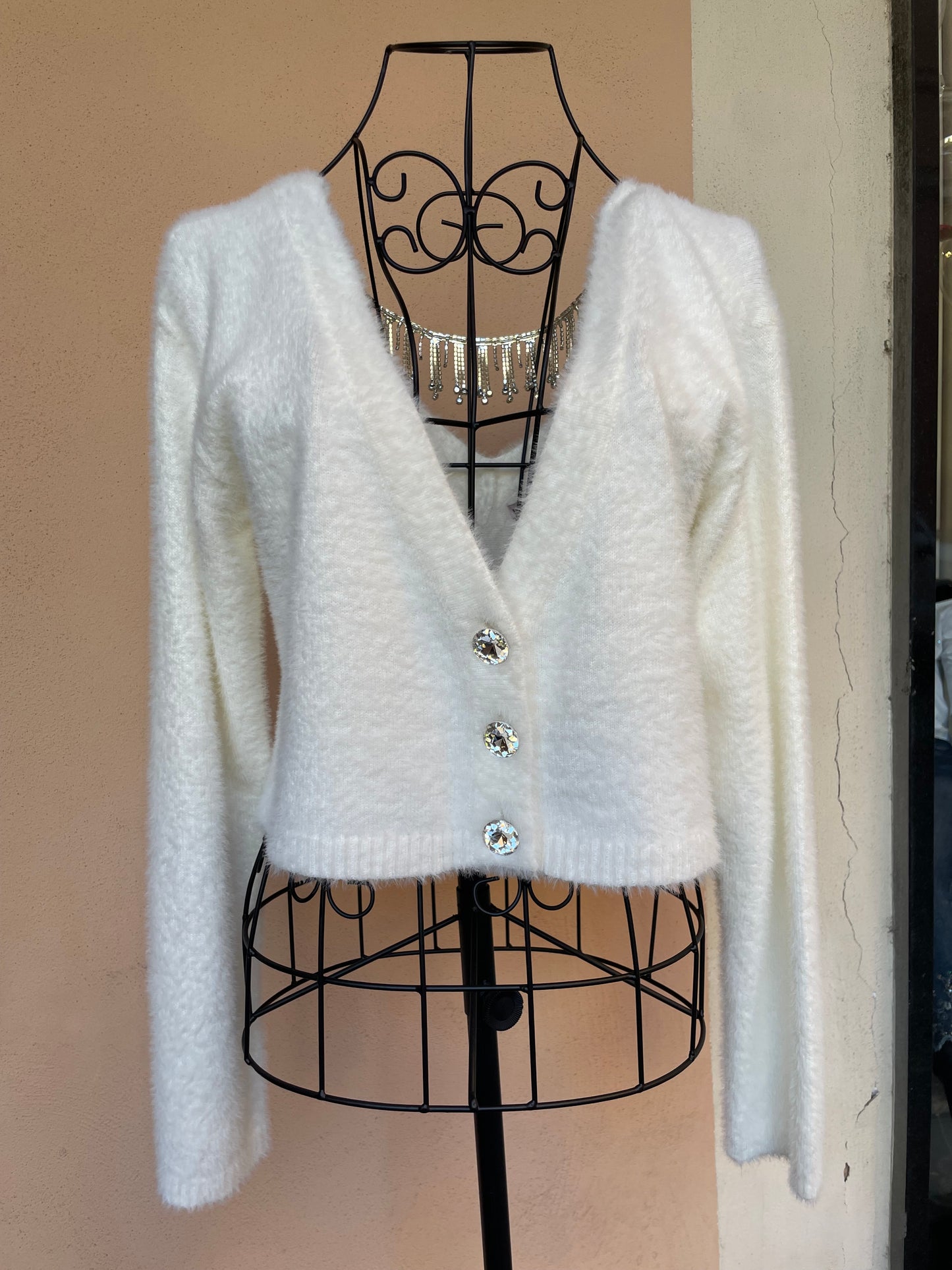 Cardigan Bianco in maglia