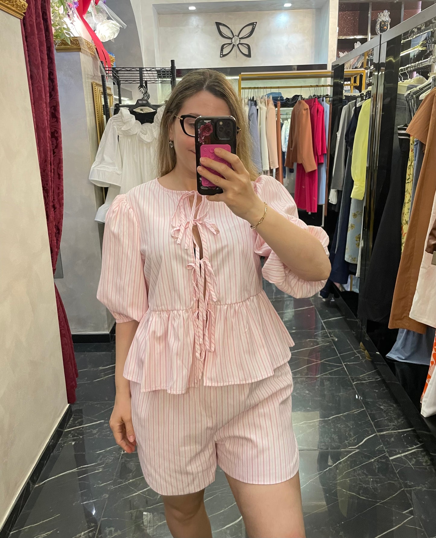 Bermuda Righe Rosa - Glamorous