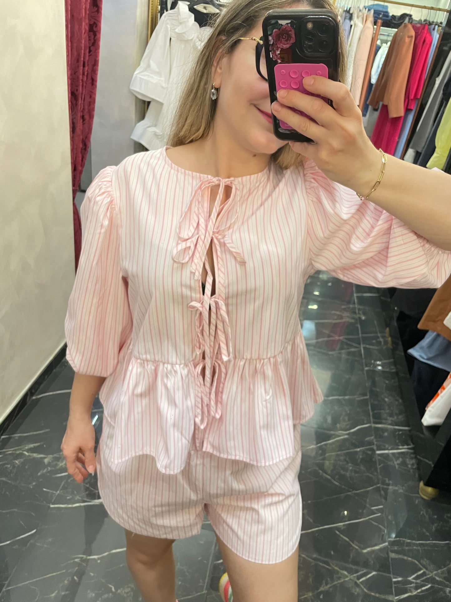 Bermuda Righe Rosa - Glamorous