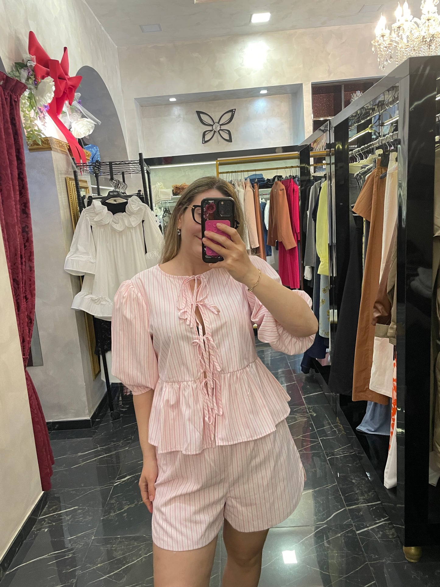 Bermuda Righe Rosa - Glamorous