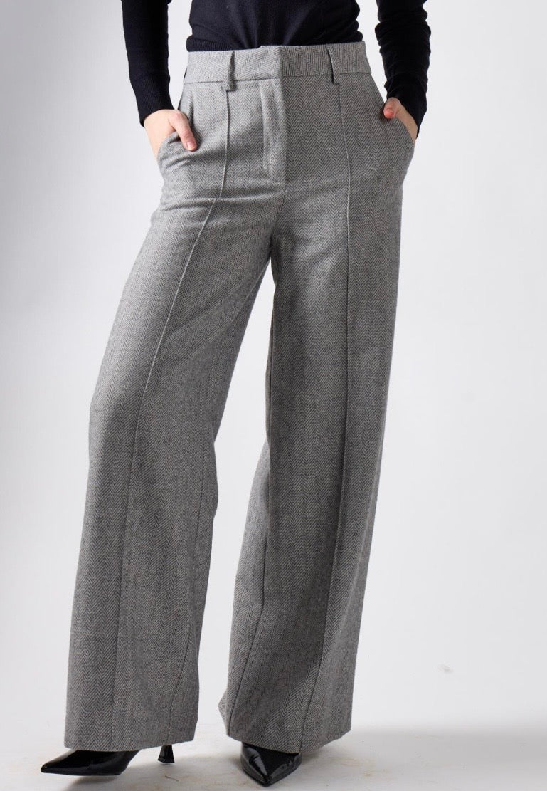 Pantaloni Grigi A Gamba Larga - Glamorous