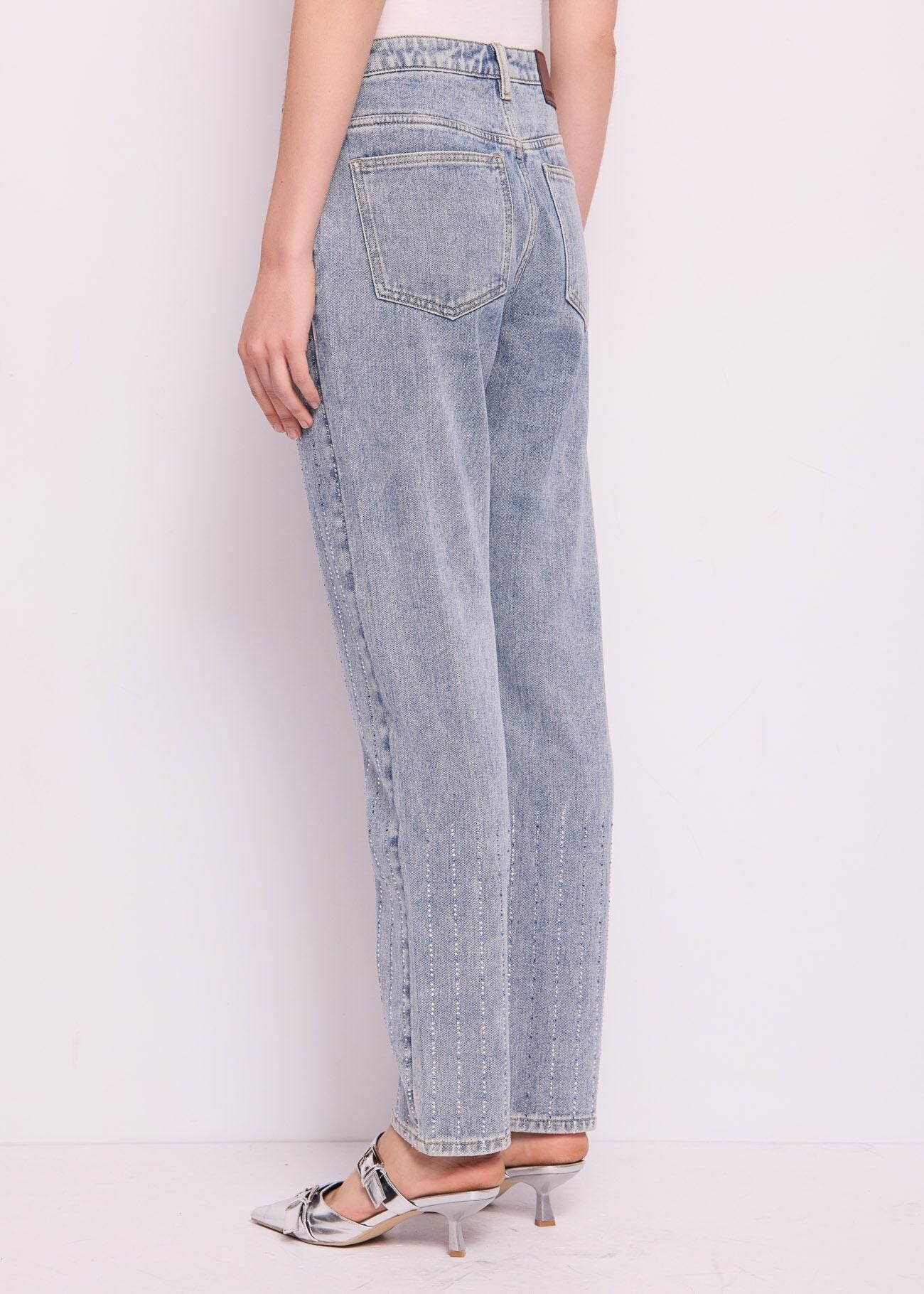 Jeans in cotone con strass